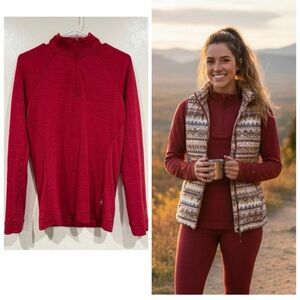 Smartwool Red Quarter Zip Sweatshirt size M